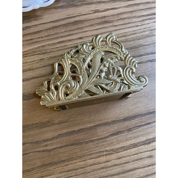 Vintage Brass Napkin Holder Letter Holder Solid Brass Art Nouveau Ornate Brass - Picture 1 of 7